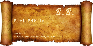Buri Béla névjegykártya